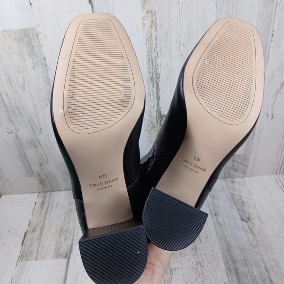 NEW Cole Haan Women's Valley Black Leather Square-Toe Block Heel Boots #1443 - Picture 11 of 14